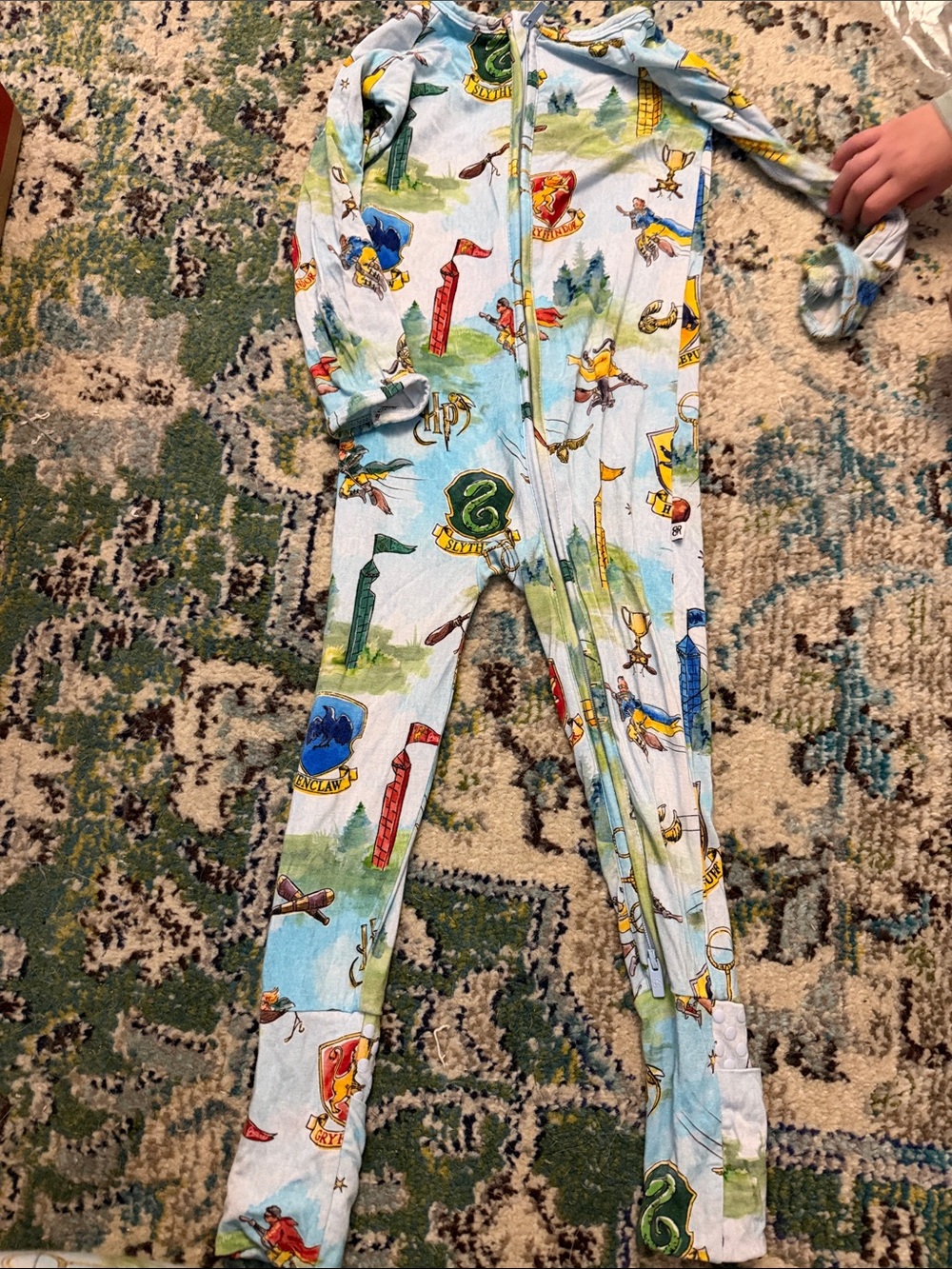 Kids Light Blue Harry Potter-Themed Zip Footless Pajamas